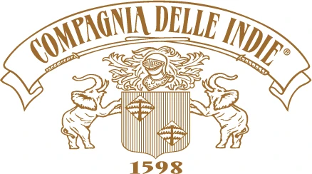COMPAGNIA DELLE INDIE Woda Perfumowana #21 75ml - logo i herb marki na etykiecie złocie opakowania