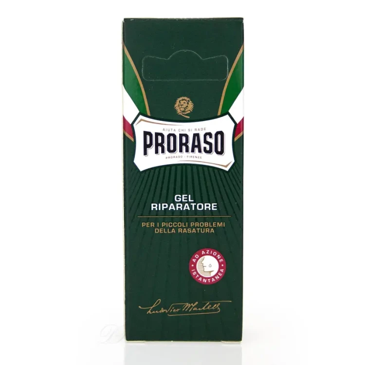 Proraso żel riparatore do golenia - zielone opakowanie, widok frontalny na białym tle