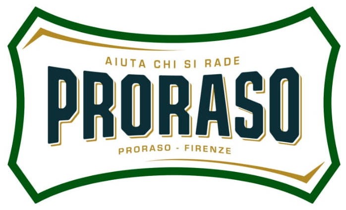 Proraso żel na skaleczenia 10ml - opakowanie z zieloną i złotą ramką, widok z przodu etykiety.