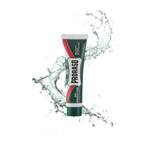 PRORASO żel na skaleczenia zielony 10ml - tuba z wodnym spryskiwaniem na białym tle