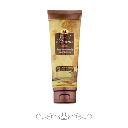 Tesori d'Oriente żel pod prysznic Vanilla &amp; Ginger 250 ml - tubus z brązową nakrętką na białym tle.