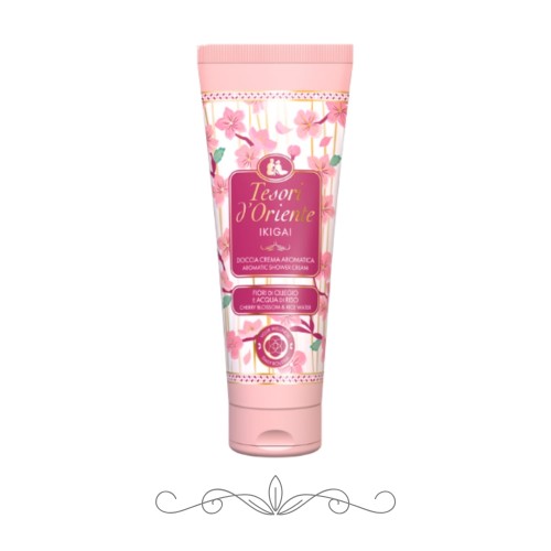 Tesori d'Oriente Ikigai żel pod prysznic - różowa tuba 250 ml, widok frontalny na białym tle.