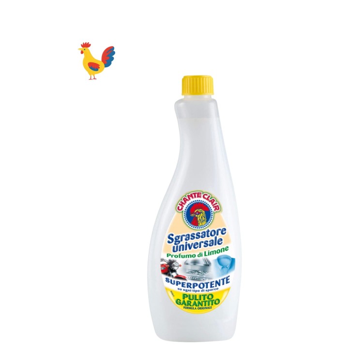 Chante Clair Sgrassatore universale Profumo di Limone odtłuszczacz zapas 600 ml – biała butelka z żółtym korkiem, widok z przodu na białym tle.