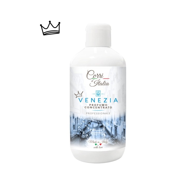 Corri d'Italia Venezia perfumy do prania skoncentrowany, butelka 250ml na białym tle z koroną na górze.