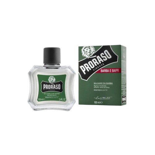 Proraso Balsam do brody zielony 100ml - butelka i pudełko, widok frontalny
