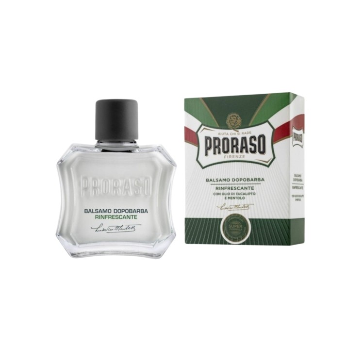Proraso balsam po goleniu zielony 100ml - butelka i pudełko, widok produktu z opakowaniem