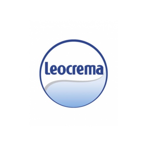 Leocrema krem multiuso z olejem arganowym - logo marki w niebieskim kole z gradientowym symbolem wody.