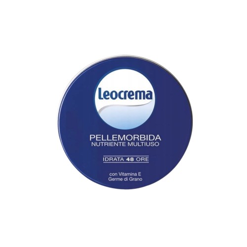 Leocrema Pellemorbida krem odżywczy multiuso - okrągłe opakowanie w kolorze granatowym, widok z przodu.