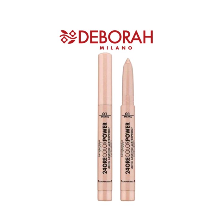 Deborah Milano Color Power cień do powiek #01 Champagne - dwa wkłady w postaci metalicznych tulek z zaokrąglonym i spiczastym końcem.
