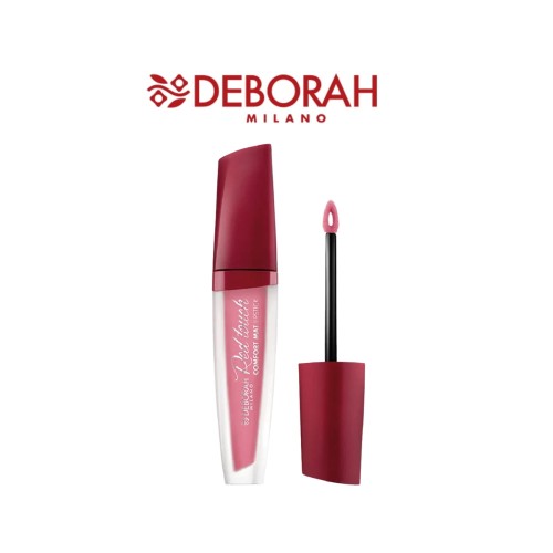 Deborah Milano matowa pomadka w płynie Delicate Rose 02 - opakowanie z aplikatorem, widok produktu z otwartą pokrywką