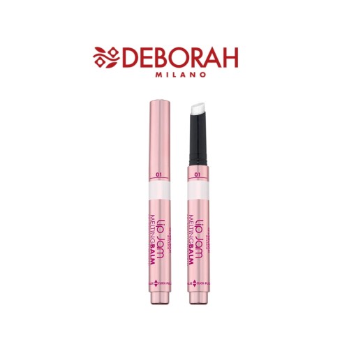 Deborah Lip Jam Pielęgnujący Balsam do Ust 01 Glam Coco - dwa aplicatory w różowych tubkach, widok frontalny.