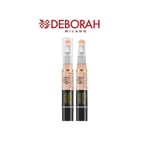 Deborah Milano Instant Lift Concealer korektor odcień Fair 01 - dwie sztuki w opakowaniu z aplikatorem pędzelkowym, widok frontalny na białym tle.