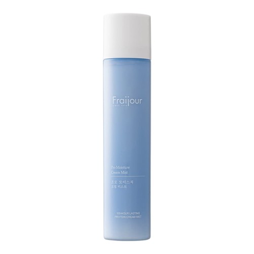 Fraijour Pro Moisture Cream Mist – mgiełka kremowa nawilżająca 120 ml, butelka w kolorze błękitnym z białą nakrętką, widok frontalny na białym tle.
